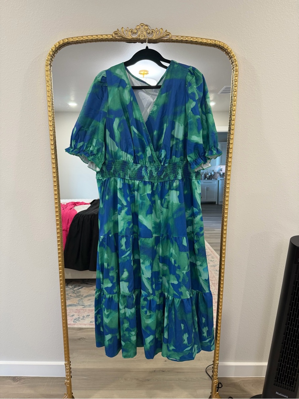SHEIN Blue and Green Floral Maxi Dress